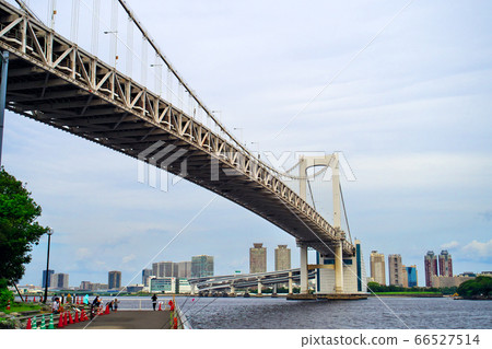 Rainbow bridge and Ariake area seen from Shibaura Wharf Park 66527514