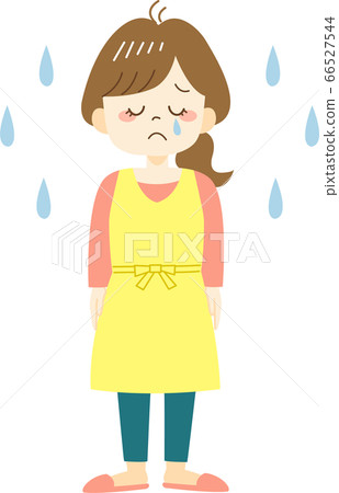 Housewife in an apron shedding tears (whole body, no outline) Housewife in an apron shedding tears (whole body, no outline) 66527544