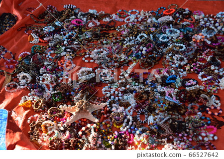Cox's Bazar beach stall in Bangladesh Accessory stalls Bracelets and necklaces made of shells and stones 66527642