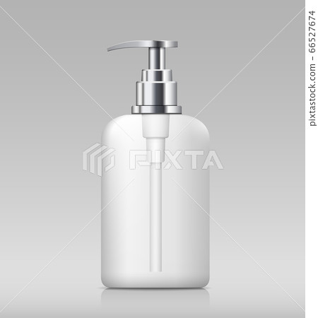 Pump bottle white and silver products template design on gray background 66527674