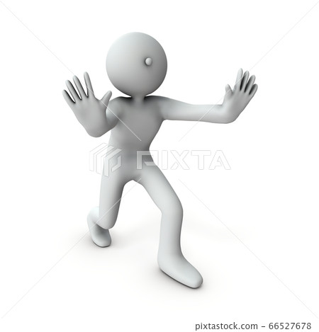 抵抗並阻止入侵的角色。 3D例證。 66527678