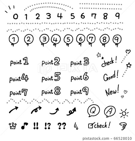 Set of cute handwritten numbers, symbols and points Set of cute handwritten numbers, symbols and points 66528010