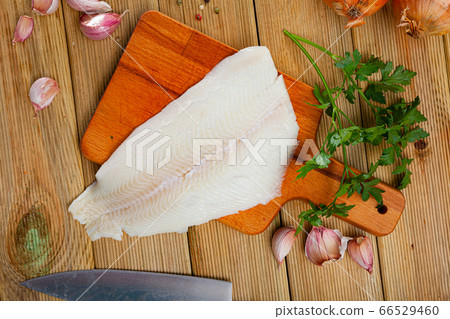 Fresh halibut fillet with seasonings 66529460