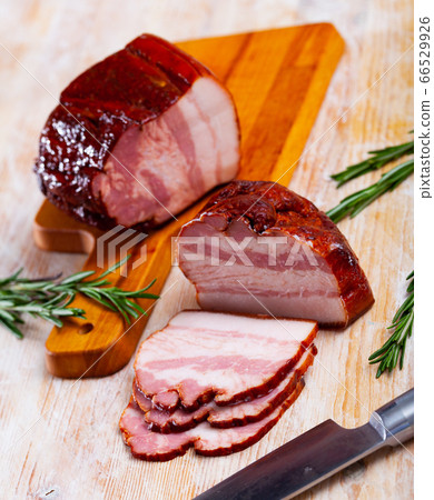 Appetizing smoked pork belly on the table Appetizing smoked pork belly on the table 66529926