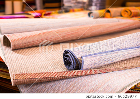 Image of wattled organic bamboo rugs at interior shop 66529977