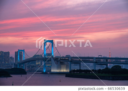 《Tokyo》Scenery of Rainbow Bridge and Odaiba at sunset 66530639