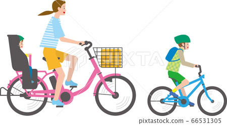 family riding bicycle clipart for kids