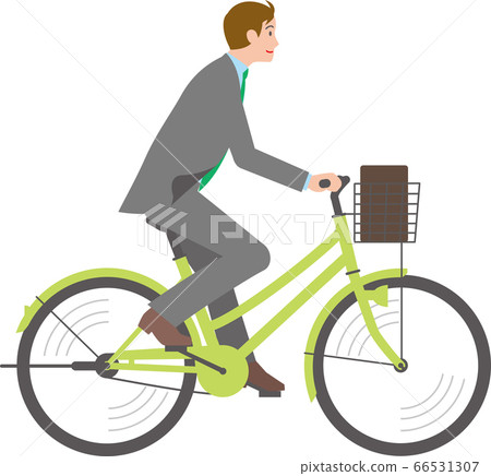 A businessman riding a bicycle 66531307