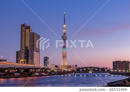 魔法小時天空和東京天空樹點亮 魔法小時天空和東京天空樹點亮 66531494