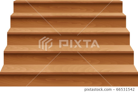 wooden staircase in the white room 66531542