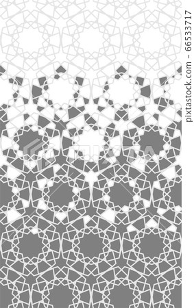Arabesque repeating vector border. Geometric halftone texture with grey tile disintegration 66533717