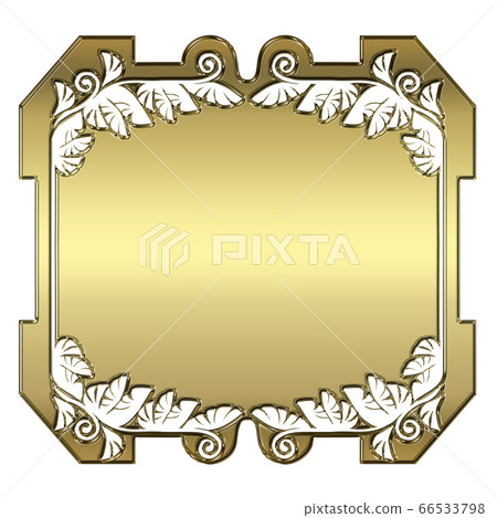 Graphic illustration material Baroque style: Beautiful label design with metallic texture, ornament decorative ruled line 66533798