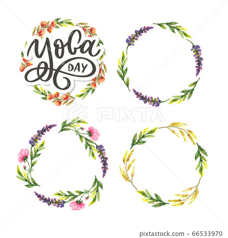Lettering Yoga. Vector background International 66533970