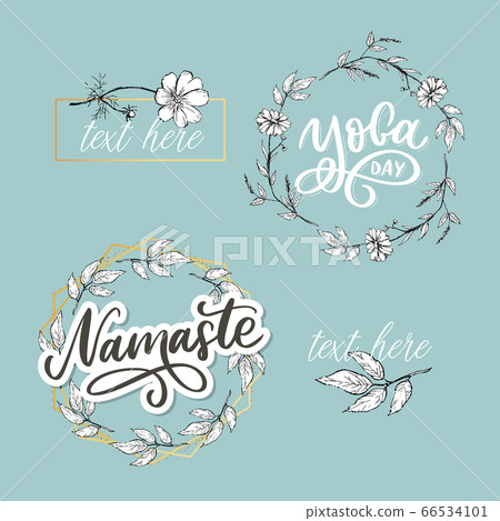 Hand drawn namaste card. Hello in hindi. Ink 66534101