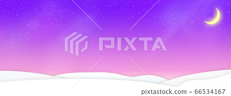 New moon and snow floating in the starry sky 66534167