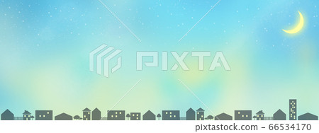 New moon and townscape floating in the starry sky 66534170