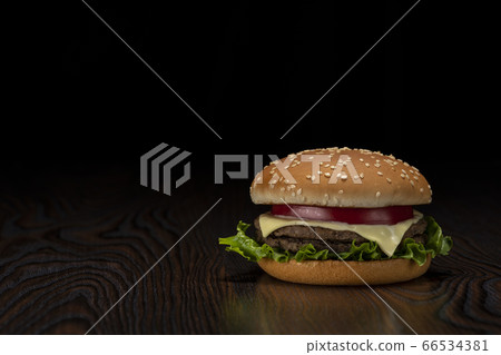 Hamburger [copy space] on dark background 66534381
