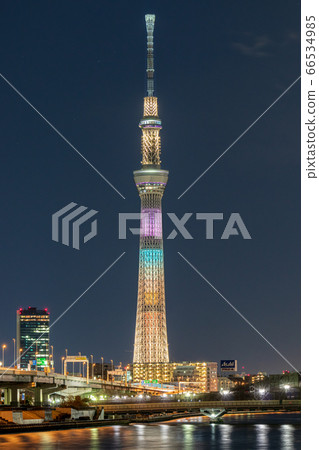 欣賞東京照亮的東京天空樹 欣賞東京照亮的東京天空樹 66534985