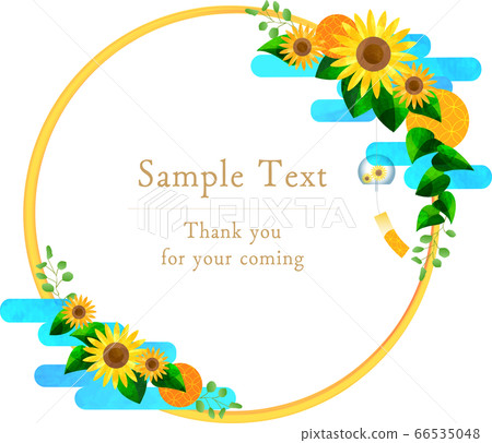 Japanese-sunflower-Frame-Sunflower, blue sky and wind chime frame Japanese-sunflower-Frame-Sunflower, blue sky and wind chime frame 66535048