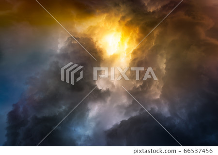 Rain cloud on sunset 66537456