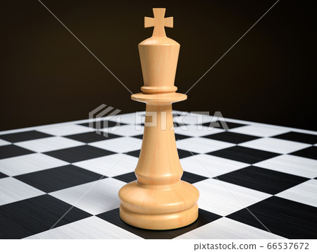 King. Wooden chess piece standing on the chessboard 66537672