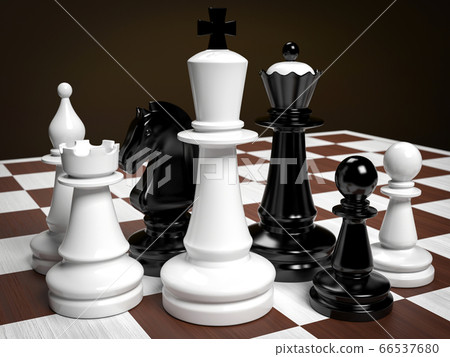 Chess. Chessboard with chess pieces. 3d rendering Chess. Chessboard with chess pieces. 3d rendering 66537680