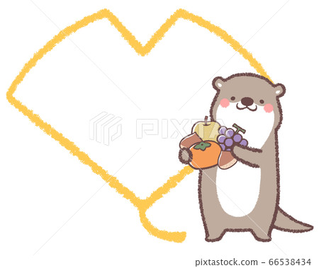 Otter and autumn taste line drawing frame 66538434