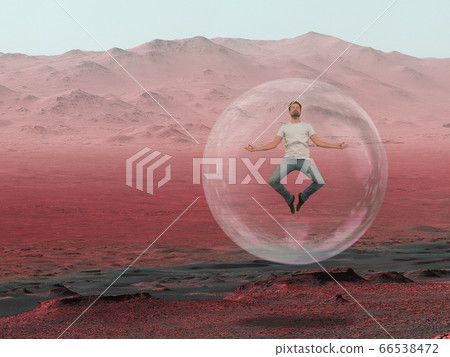 Imagine people live on Mars. Close up landscape of an abandoned planet, beauty of life on Mars. Imagine people live on Mars. Close up landscape of an abandoned planet, beauty of life on Mars. 66538472