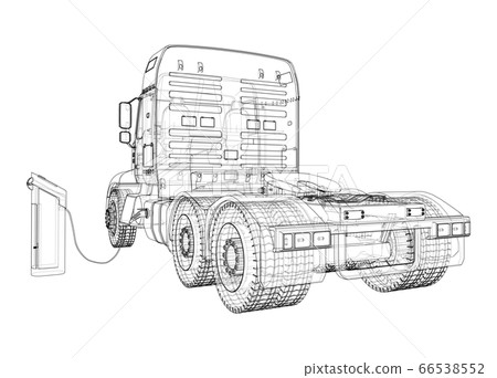 Electric Truck Charging Station Sketch. Vector 66538552