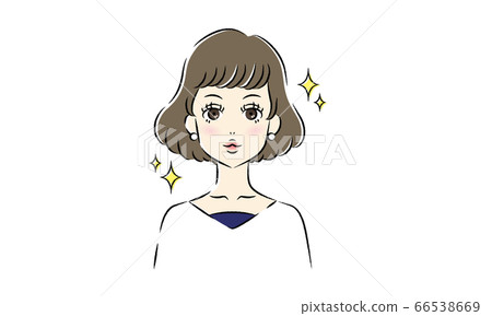 鮑勃的頭髮閃閃發光的女孩插畫（矢量） 66538669