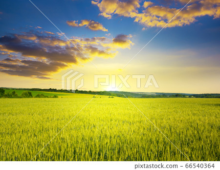 Majestic dawn and blue sky with clouds  66540364