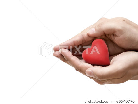 Red heart in hands. Health insurance or love concept 66540776