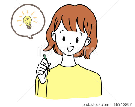 Young woman holding a pen - Stock Illustration [66540897] - PIXTA