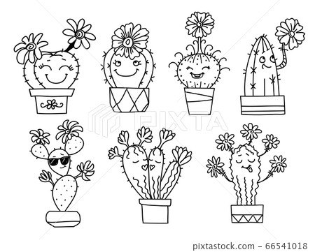 Cactuses. Cactuses and succulents with happy 66541018