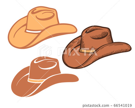 Cowboy hat. Set of Brown American traditional Cowboy hat. Set of Brown American traditional 66541019