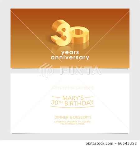 30 years anniversary invitation card vector illustration. Design template element 66543358