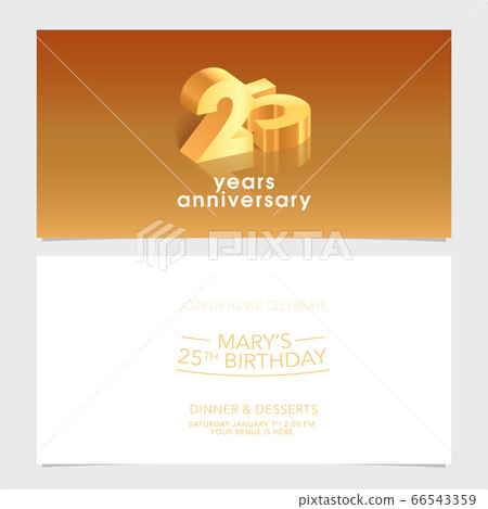 25 years anniversary invitation card vector illustration. Design template element 25 years anniversary invitation card vector illustration. Design template element 66543359