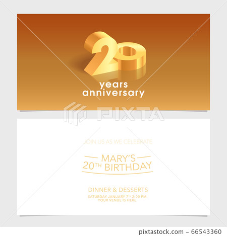 20 years anniversary invitation card vector illustration. Design template element 66543360