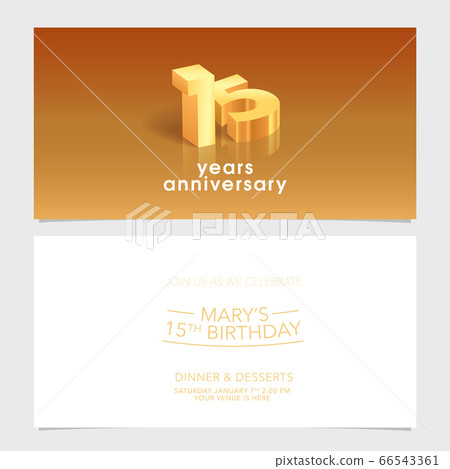 15 years anniversary invitation card vector illustration. Design template element 15 years anniversary invitation card vector illustration. Design template element 66543361