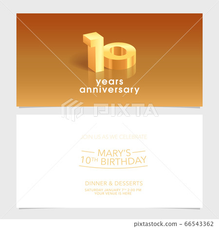 10 years anniversary invitation card vector illustration. 66543362