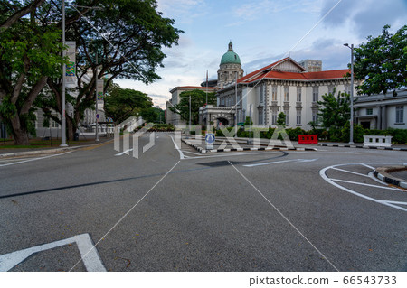 A street in Singapore with less traffic due to the new coronavirus epidemic 66543733