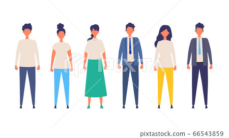 Full-body illustrations of various upright people 66543859