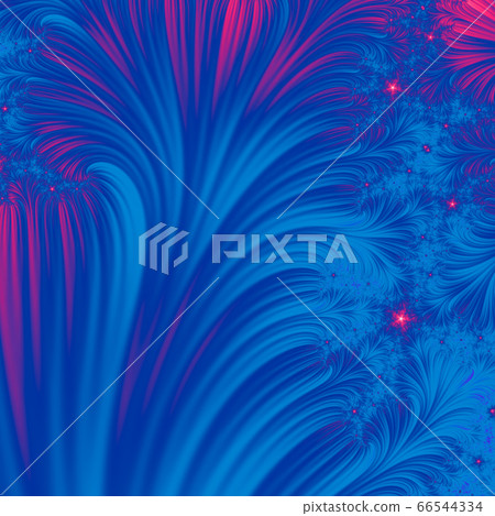 Blue fractal with pink star, beauty background 3D illustration, 3D rendering 66544334