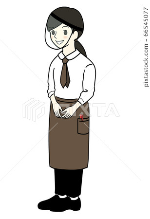 Female clerk wearing a face shield 66545077