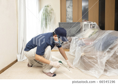 Pest control workers spraying pesticides indoors 66545196