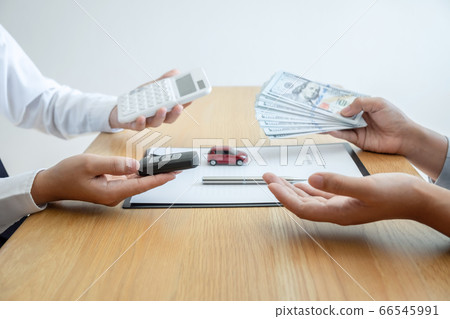 Car rental and Insurance concept, Young salesman 66545991