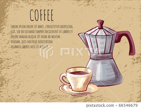 Coffeehouse Poster, Moka Pot for Brewing Espresso 66546679