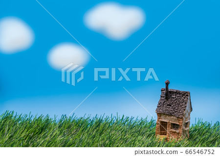 Blue sky and Western style house model 66546752