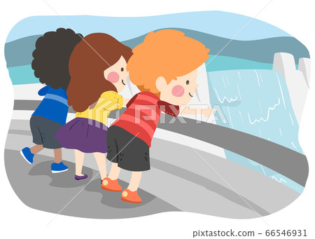 Kids Dam Look View Illustration 66546931