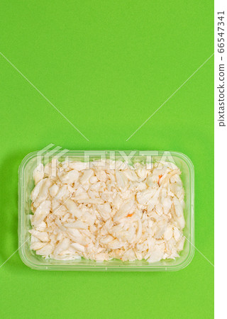 Fresh crab meat in a box with copy space Fresh crab meat in a box with copy space 66547341